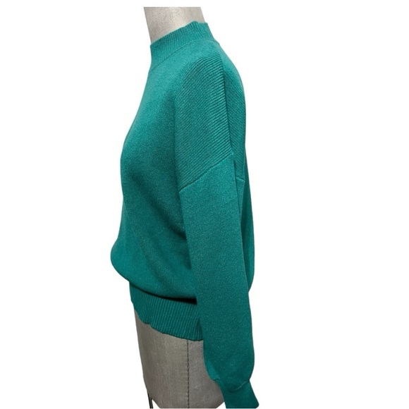 Zesica Mock Turtle Neck Puff Sleeve Turquoise Sweater Size S - Picture 4 of 10